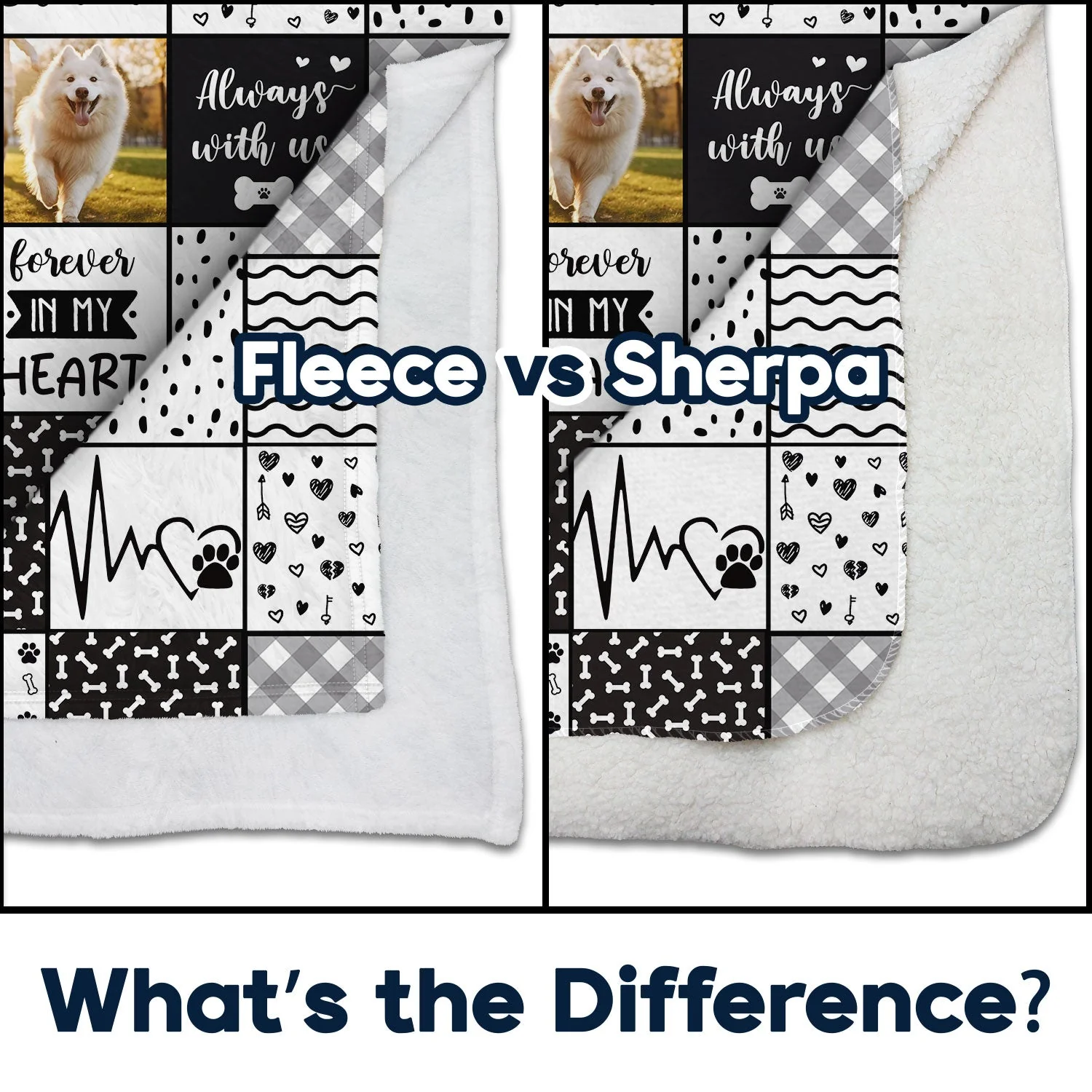 Custom Photo Pet Memorial Always With Us - Memorial Gift For Pet Lovers - Personalized Fleece Blanket, Sherpa Blanket - Image 4