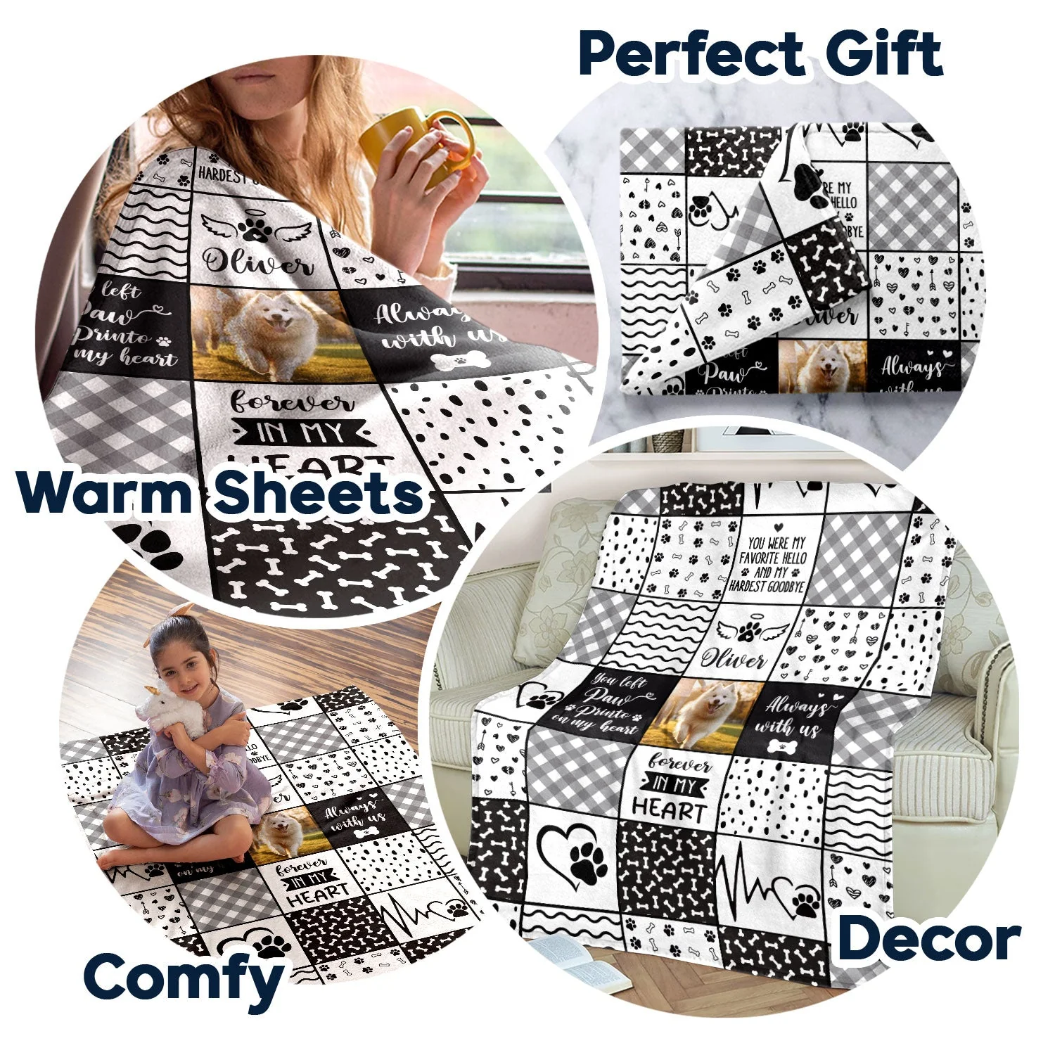 Custom Photo Pet Memorial Always With Us - Memorial Gift For Pet Lovers - Personalized Fleece Blanket, Sherpa Blanket - Image 7