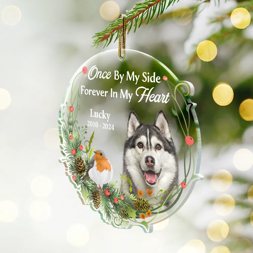 Custom Photo Pet Memorial Forever In My Heart - Personalized Custom Shaped Acrylic Ornament - Image 3