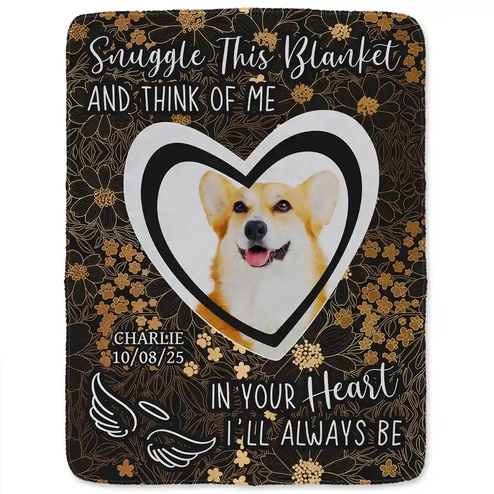 Custom Photo Pet Memorial In Your Heart I Will Always Be - Personalized Fleece Blanket, Sherpa Blanket - Image 2