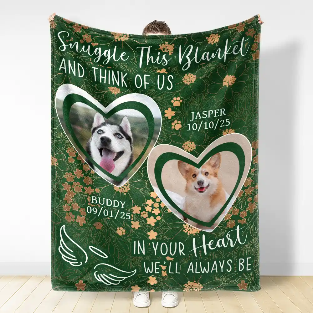 Custom Photo Pet Memorial In Your Heart I Will Always Be - Personalized Fleece Blanket, Sherpa Blanket - Image 3