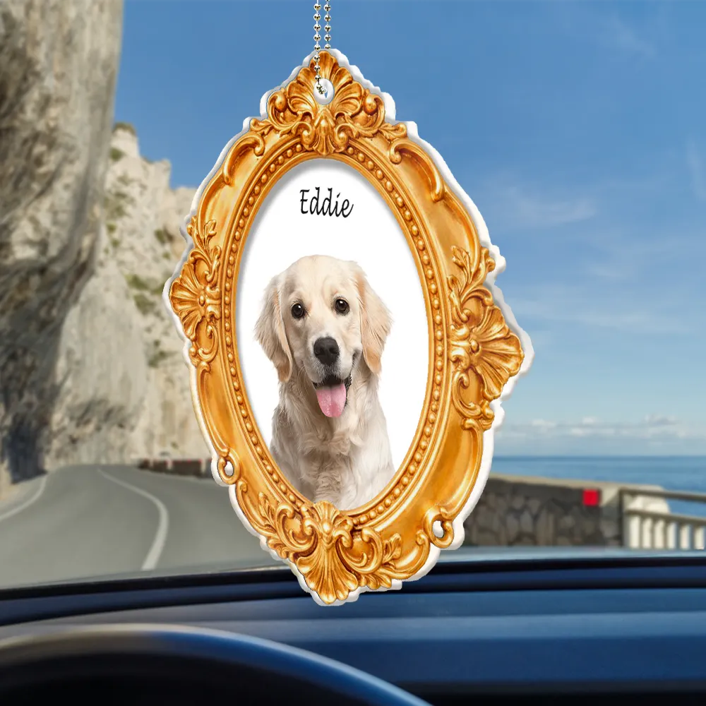 Custom Photo Pet Memorial Ornate Frame Gift For Pet Lovers - Personalized Acrylic Car Hanger - Image 3