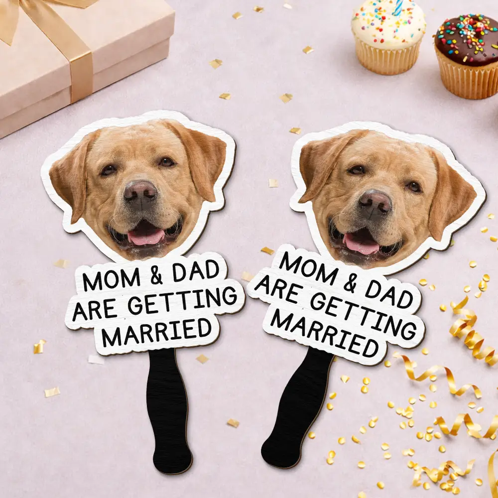Custom Photo Pet Mom Dad Is Getting Married - Personalized Handheld Fan - Image 3