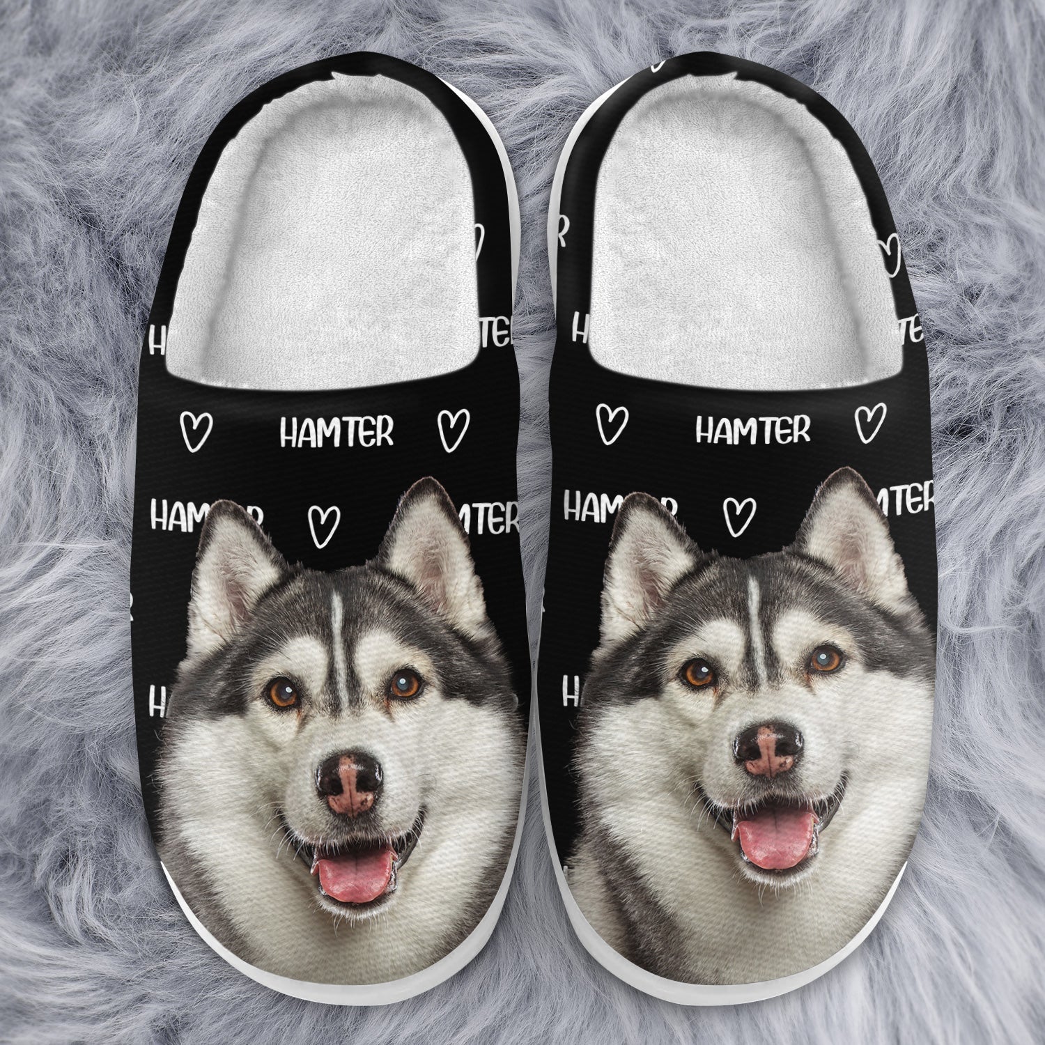 Custom Photo Pet Name - Gift For Pet Lovers - Personalized Fluffy Slippers - Image 4