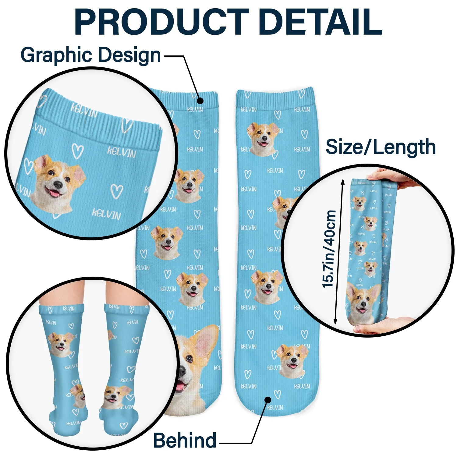 Custom Photo Pet Name - Gift For Pet Lovers - Personalized Socks - Image 6
