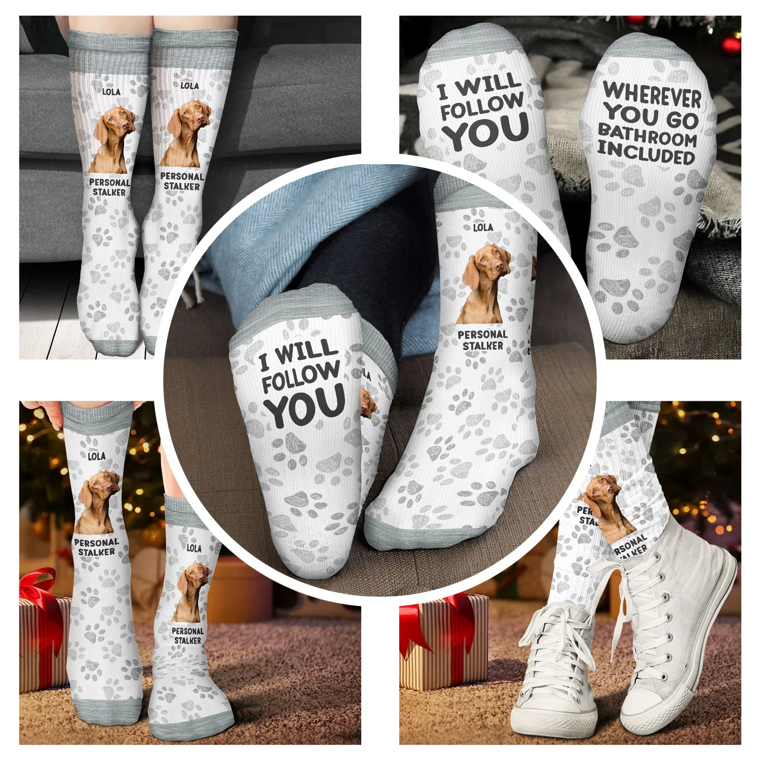 Custom Photo Pet Personal Stalker I Will Follow You - Gift For Pet Lovers - Personalized Socks - Image 5