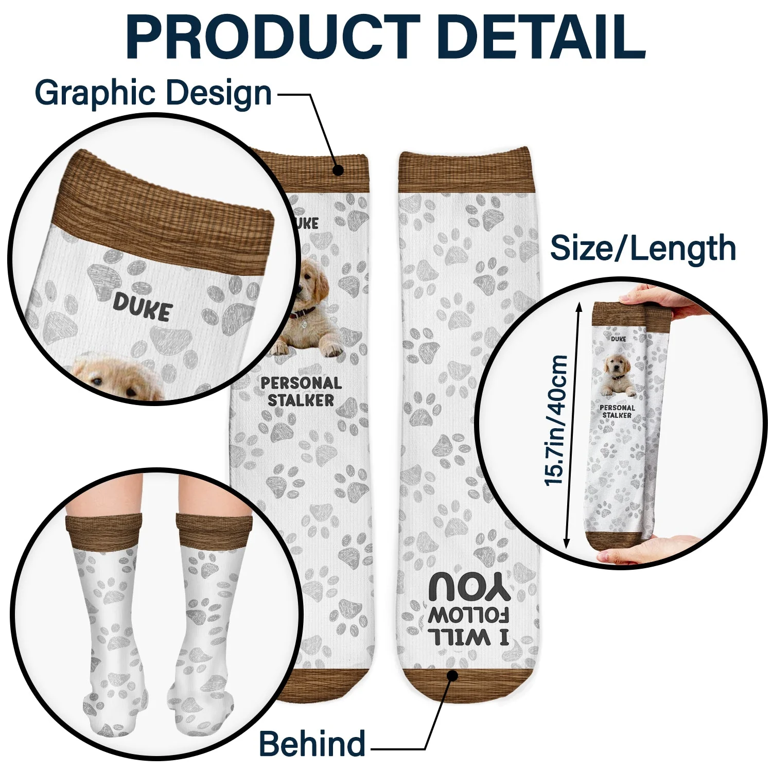 Custom Photo Pet Personal Stalker I Will Follow You - Gift For Pet Lovers - Personalized Socks - Image 6