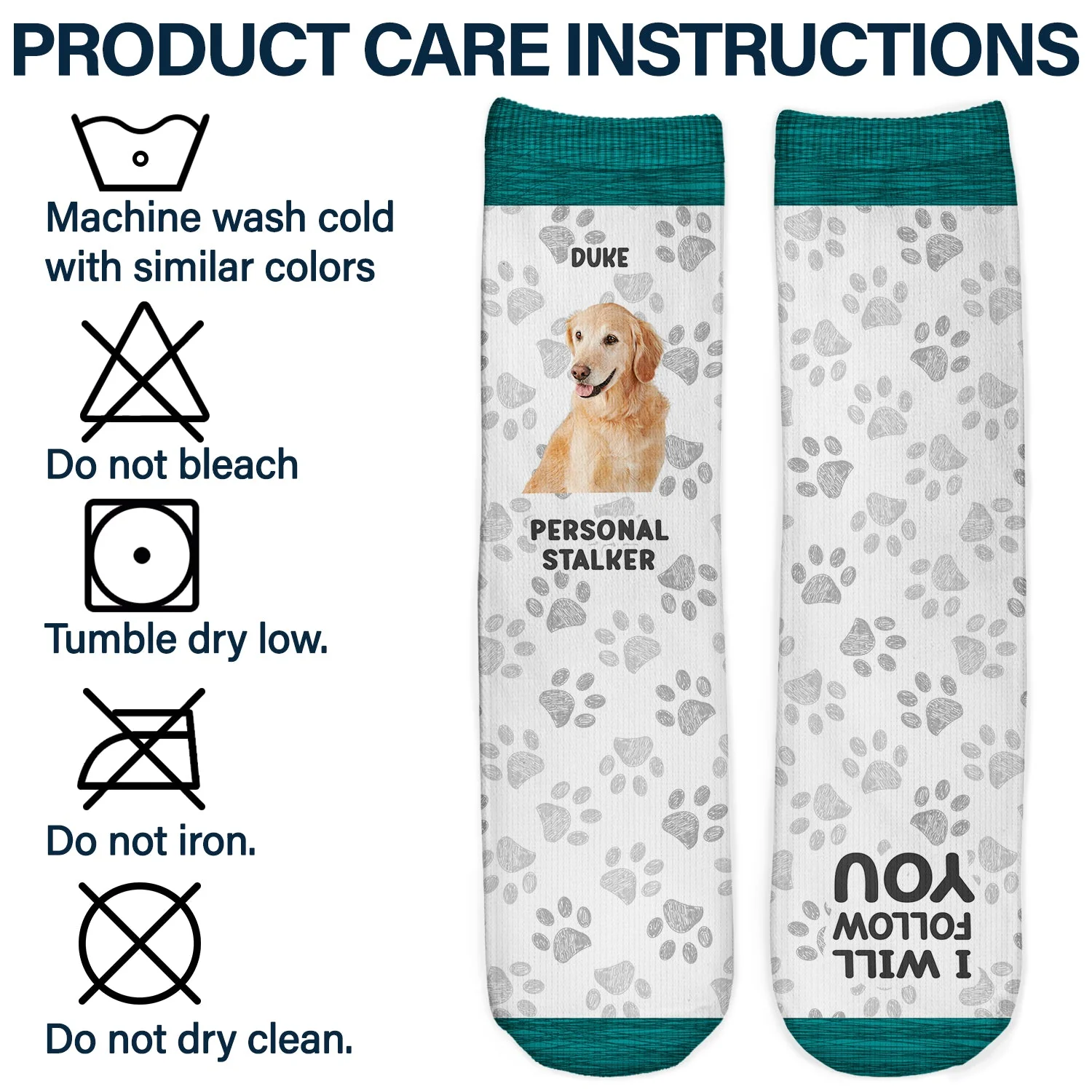 Custom Photo Pet Personal Stalker I Will Follow You - Gift For Pet Lovers - Personalized Socks - Image 7