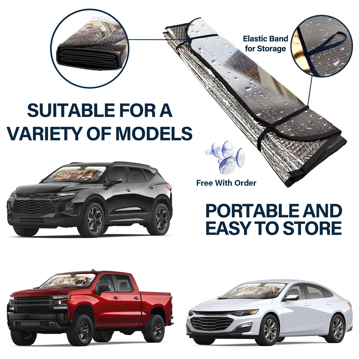Custom Photo Pet Rainy Driving - Gift For Pet Lovers - Personalized Auto Sunshade - Image 5