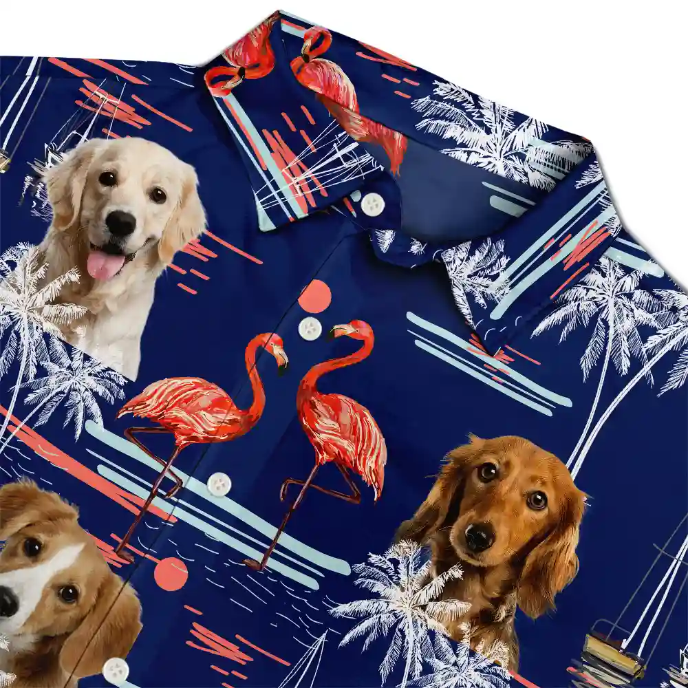 Custom Photo Pets Kids And More Tropical Flamingo - Personalized Hawaiian Shirt - Image 5