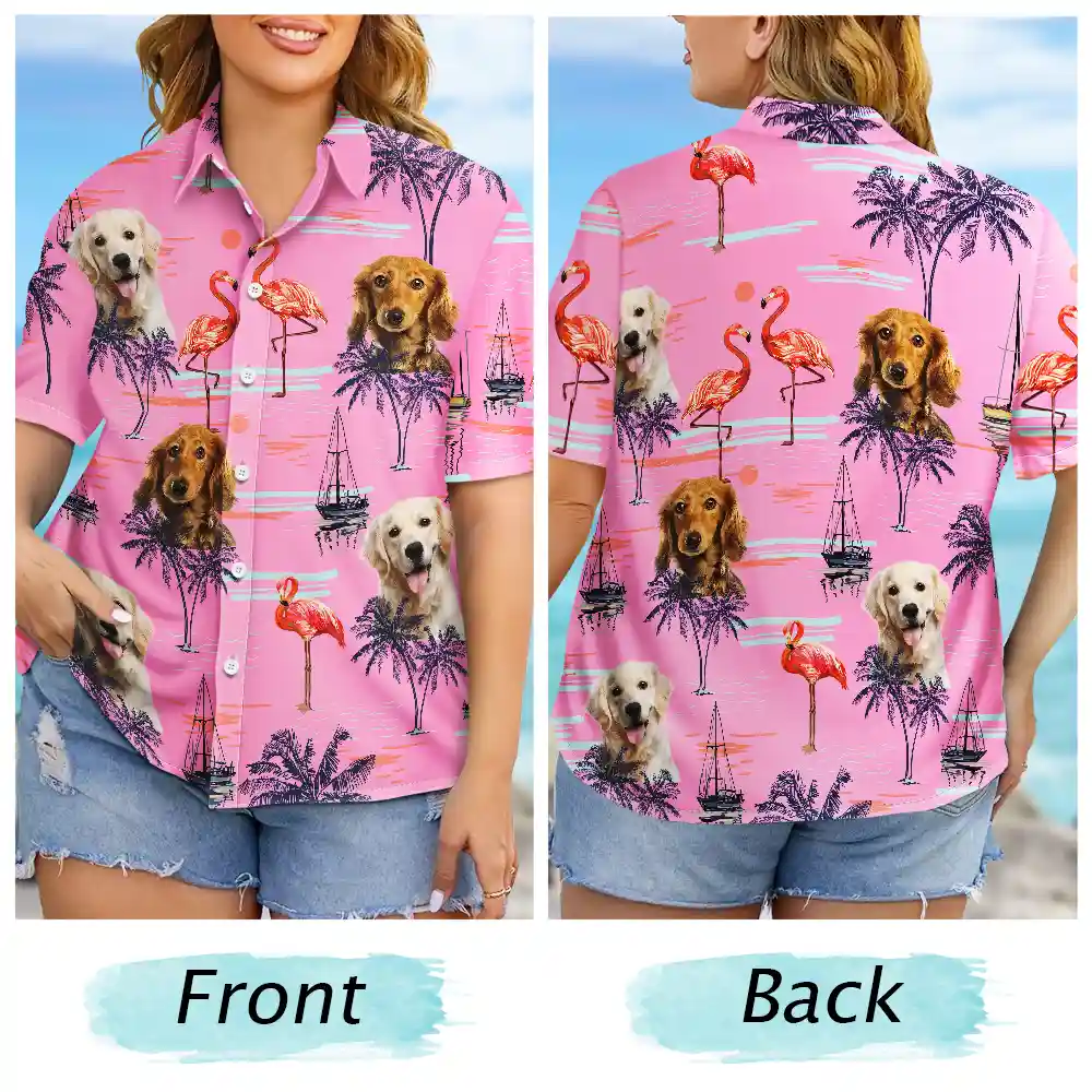 Custom Photo Pets Kids And More Tropical Flamingo - Personalized Hawaiian Shirt - Image 7