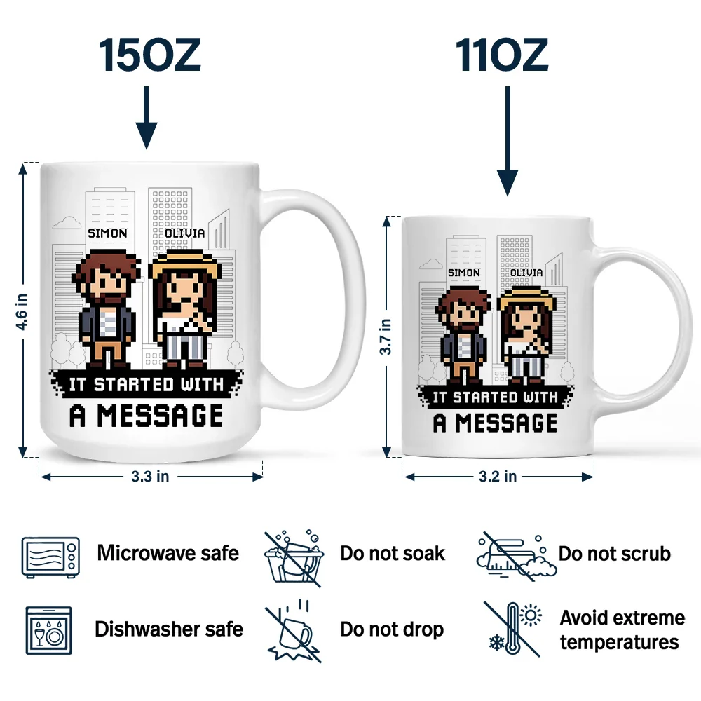 Custom Photo Pixel Art Standee Started With A Message - Personalized Mug - Image 6