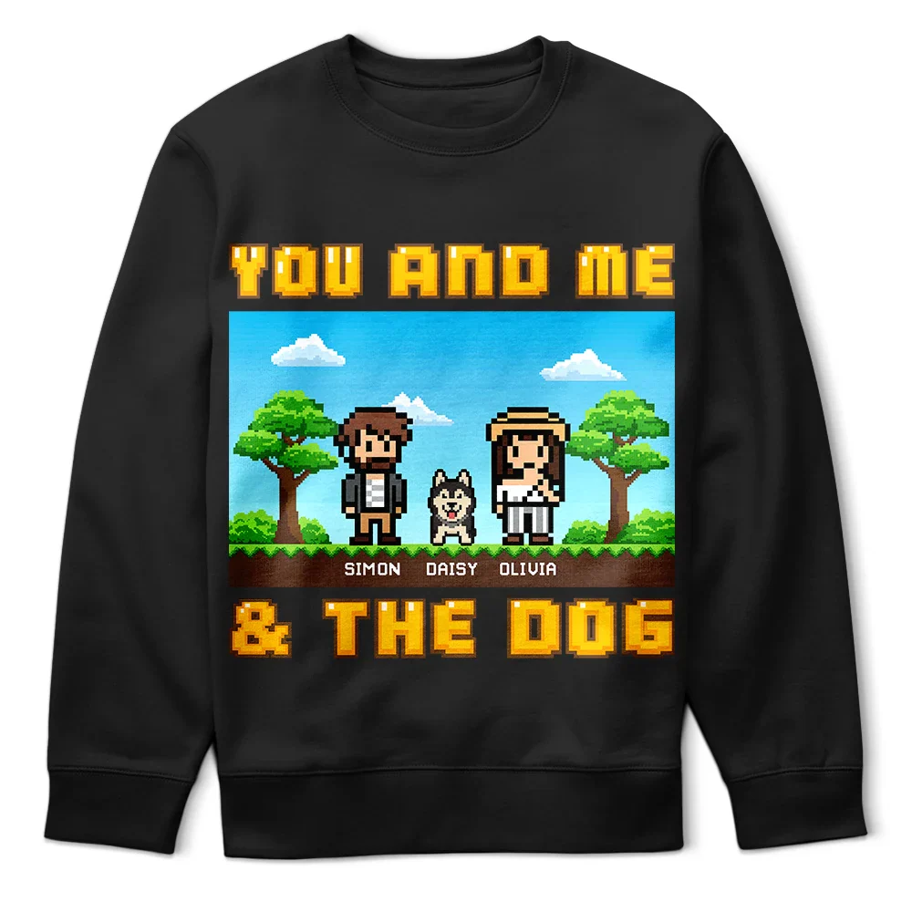 Custom Photo Pixel Art Standee You Me And The Dog Cat - Personalized T Shirt - Image 7