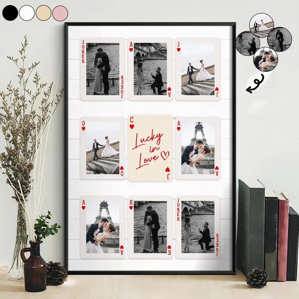 Custom Photo Playing Card Couple Lucky In Love - Personalized Poster - Image 2