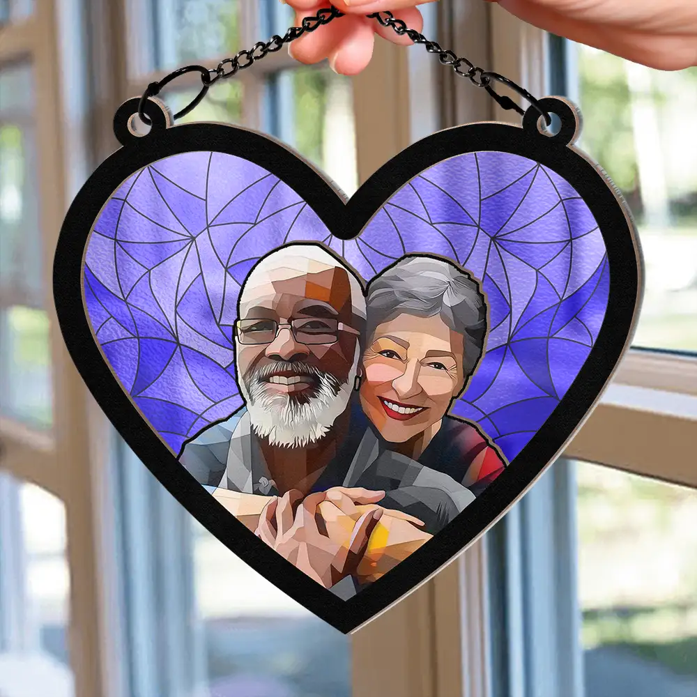 Custom Photo Portrait Couple Family - Personalized Window Hanging Suncatcher Ornament - Image 3