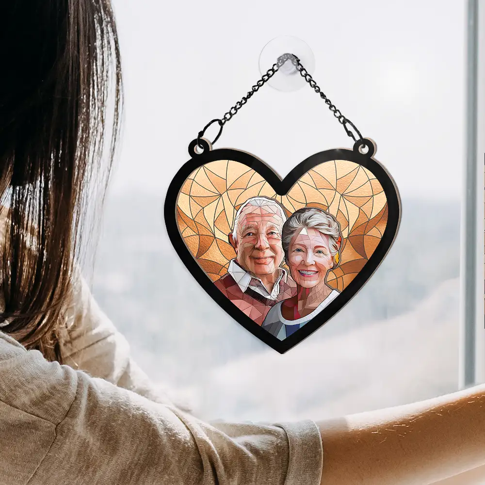 Custom Photo Portrait Couple Family - Personalized Window Hanging Suncatcher Ornament - Image 5