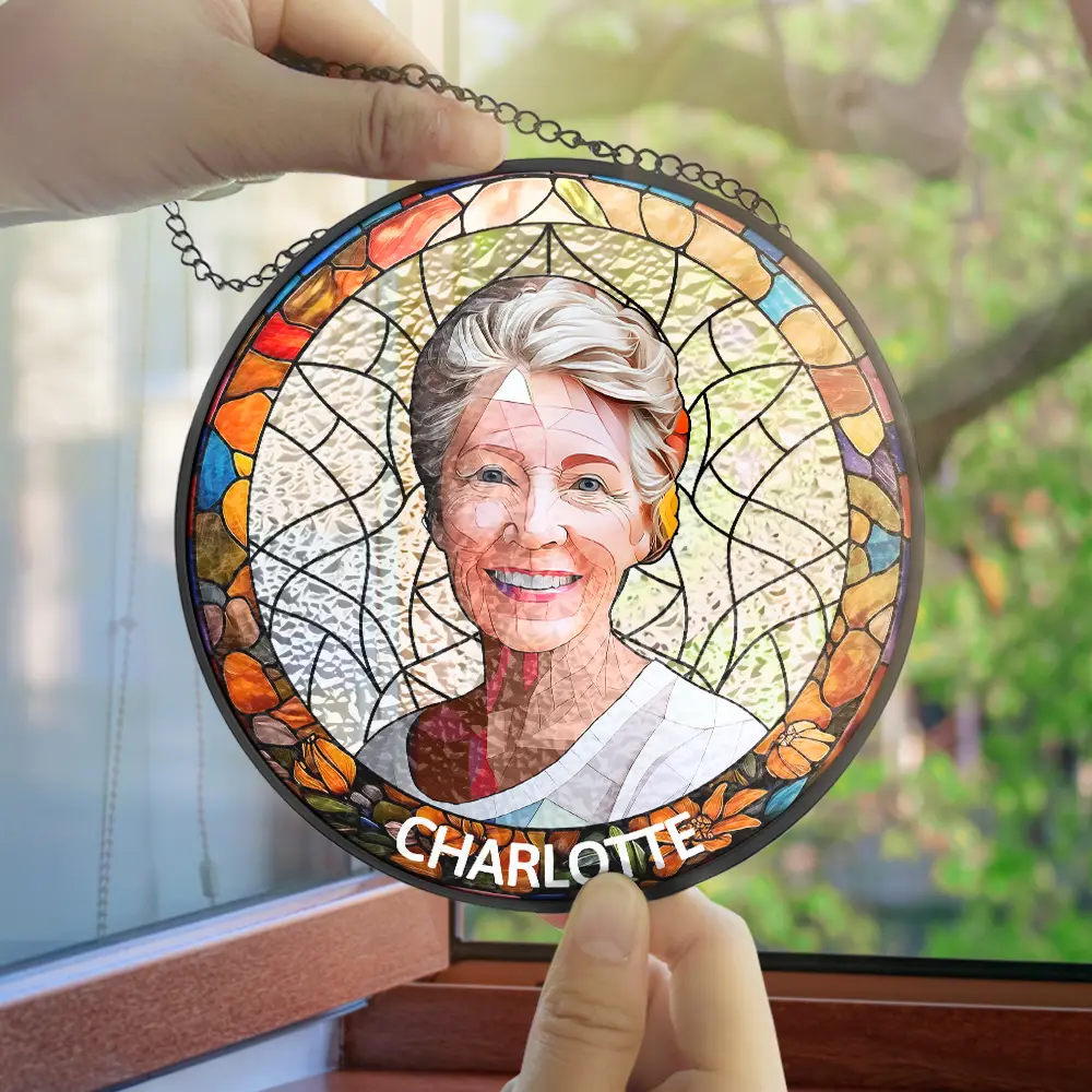 Custom Photo Portrait Dog Cat Family - Personalized Stained Glass Window Hanging Suncatcher - Image 5