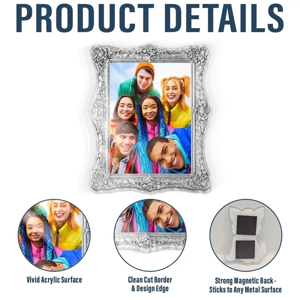 Custom Photo Portrait Funny Family Couple Siblings Besties - Personalized Acrylic Fridge Magnet - Image 4