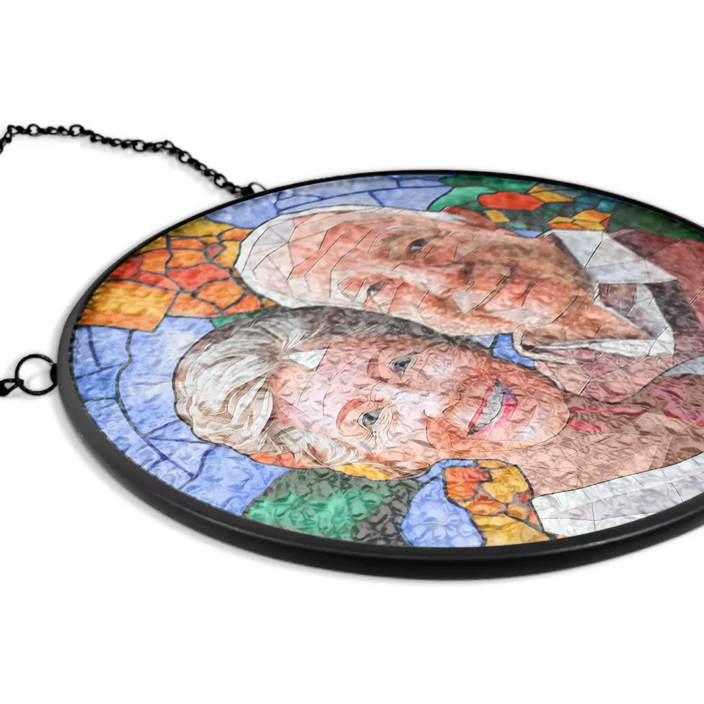 Custom Photo Portrait Mom Grandma Parents Family - Personalized Stained Glass Window Hanging Suncatcher - Image 6