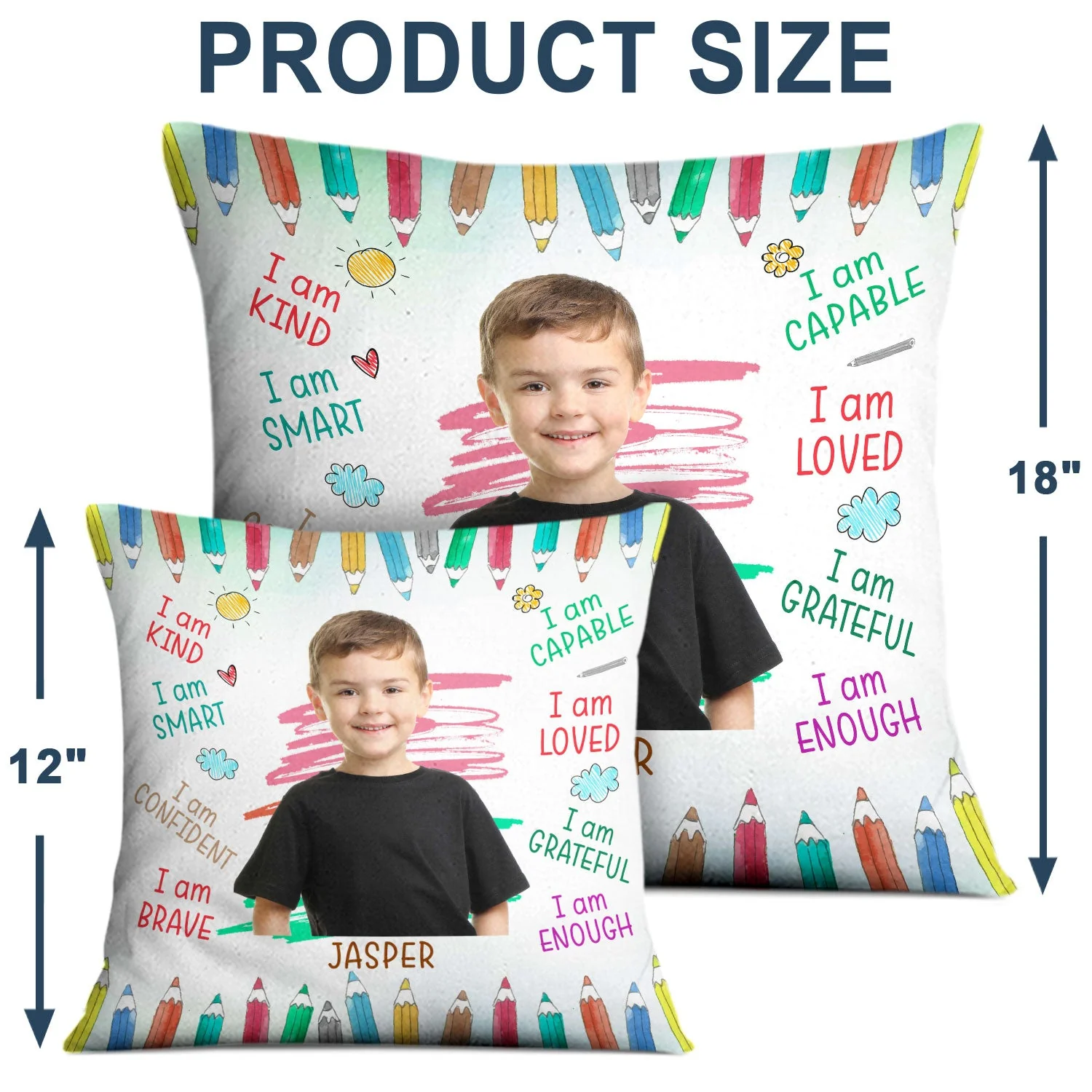 Custom Photo Positive Affirmations - Gift For Kid, Daughter, Son, Granddaughter, Grandson, Grandkid - Personalized Pillow - Image 5
