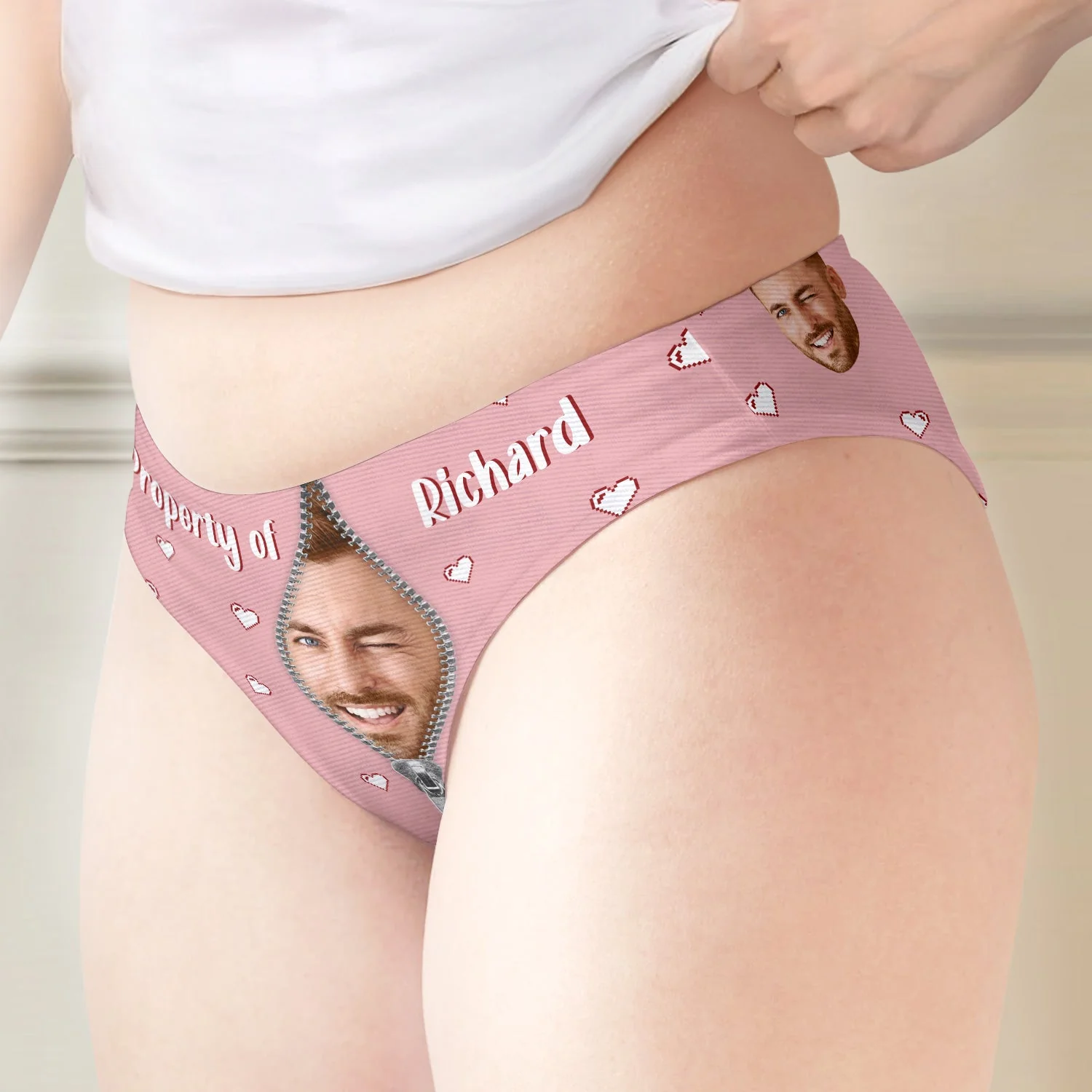 Custom Photo Property Of - Birthday, Anniversary, Funny Gift For Wife, Girlfriend - Personalized Women's Low-waisted Brief - Image 4