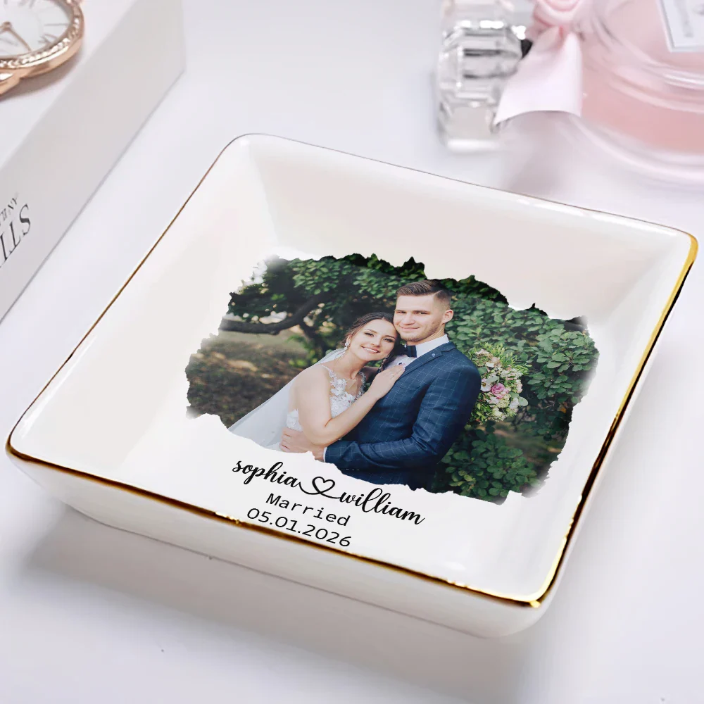 Custom Photo Proposal Engagement Engaged Wedding Couple - Personalized Ring Dish - Image 2