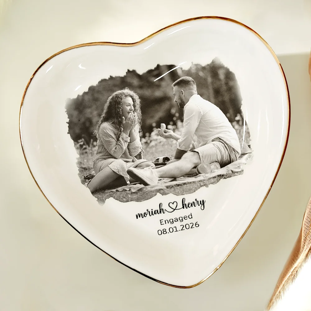 Custom Photo Proposal Engagement Engaged Wedding Couple - Personalized Ring Dish - Image 5