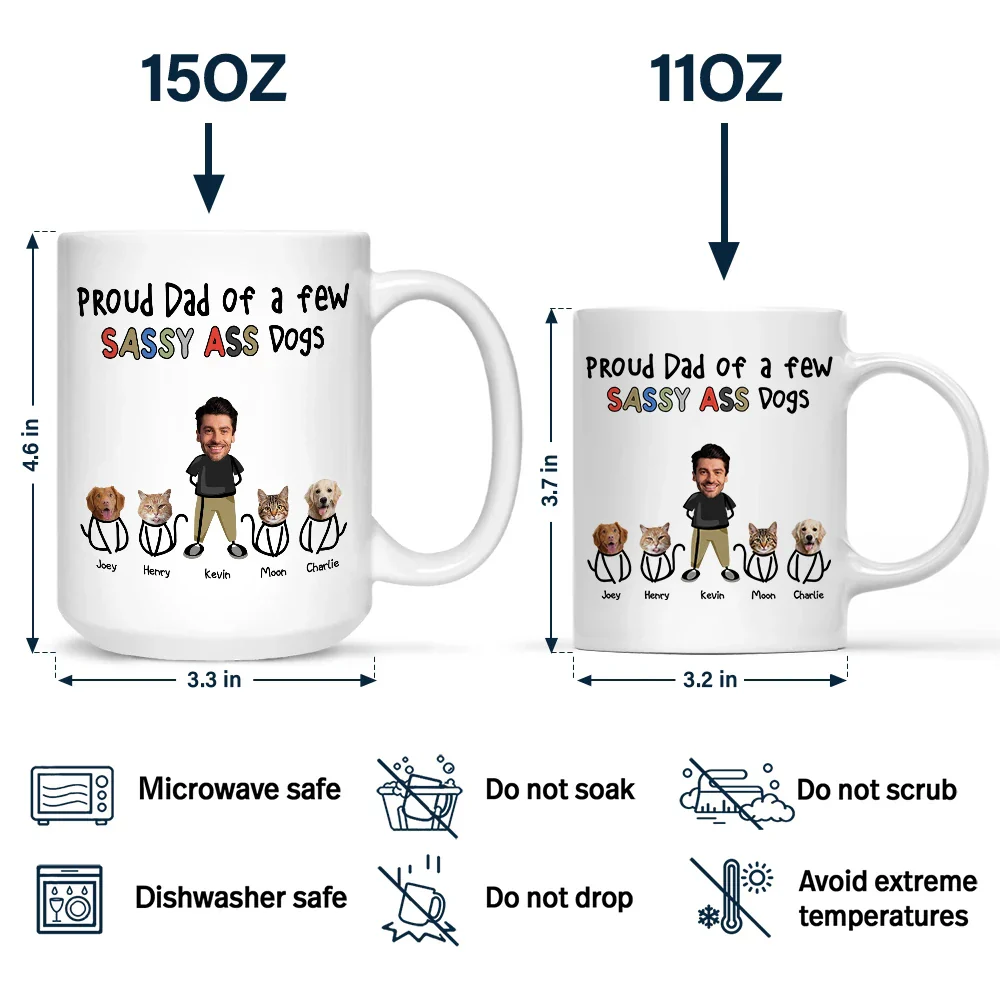 Custom Photo Proud Dog Dad - Personalized Mug - Image 5