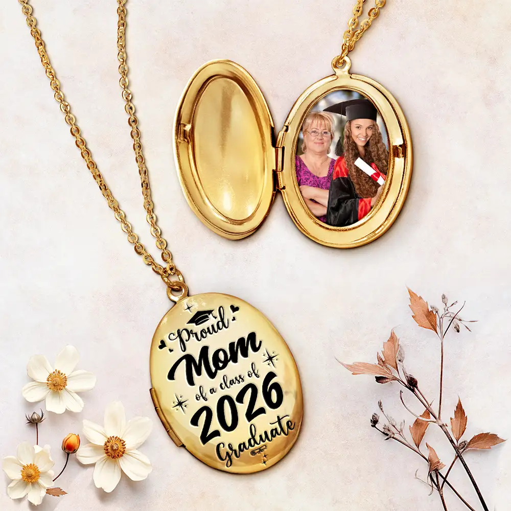 Custom Photo Proud Mom Dad Grandma Of Graduate - Personalized Locket Necklace - Image 2