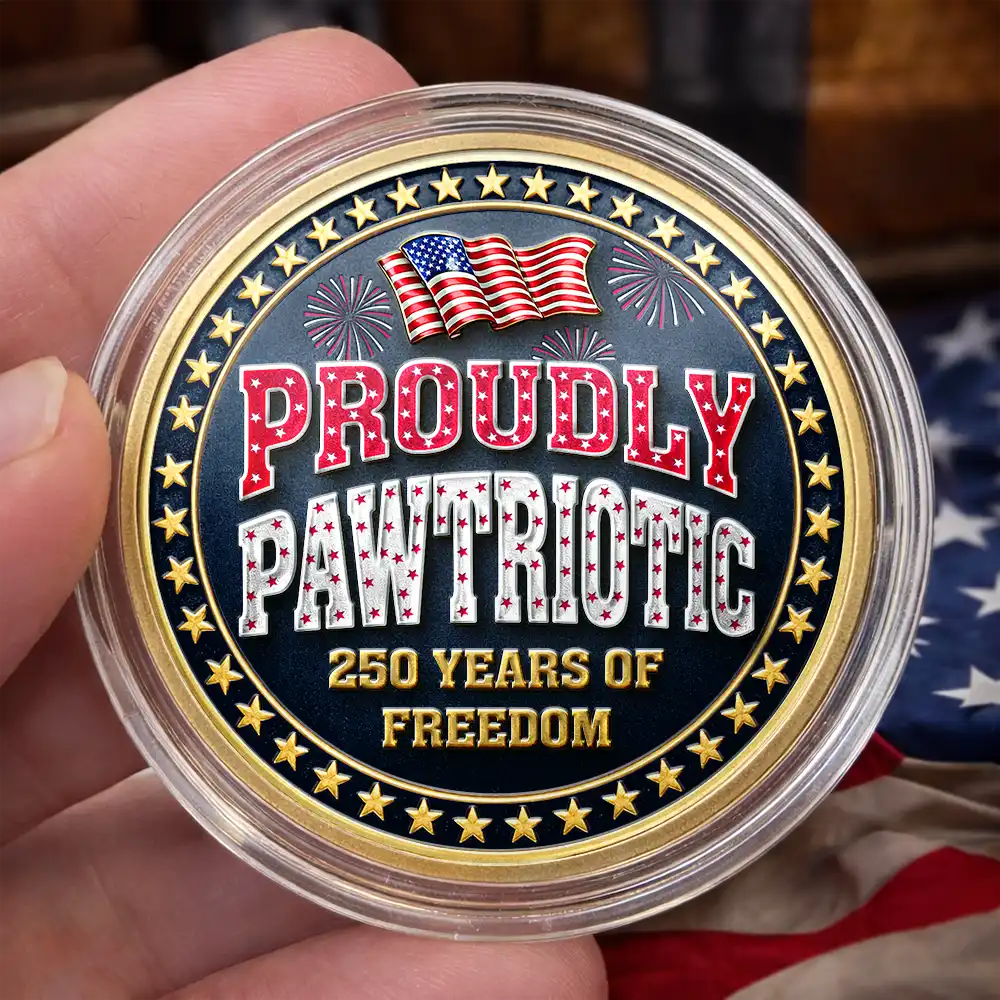 Custom Photo Proudly Pawtriotic 250 Years Of Freedom Dog Cat - Personalized Commemorative Keepsake Coin - Image 5