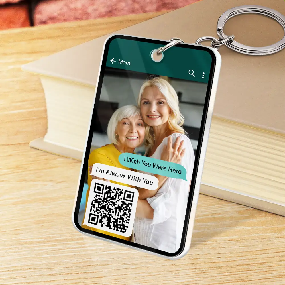Custom Photo QR Code Memorial Message From Loved One - Personalized Acrylic Keychain - Image 3