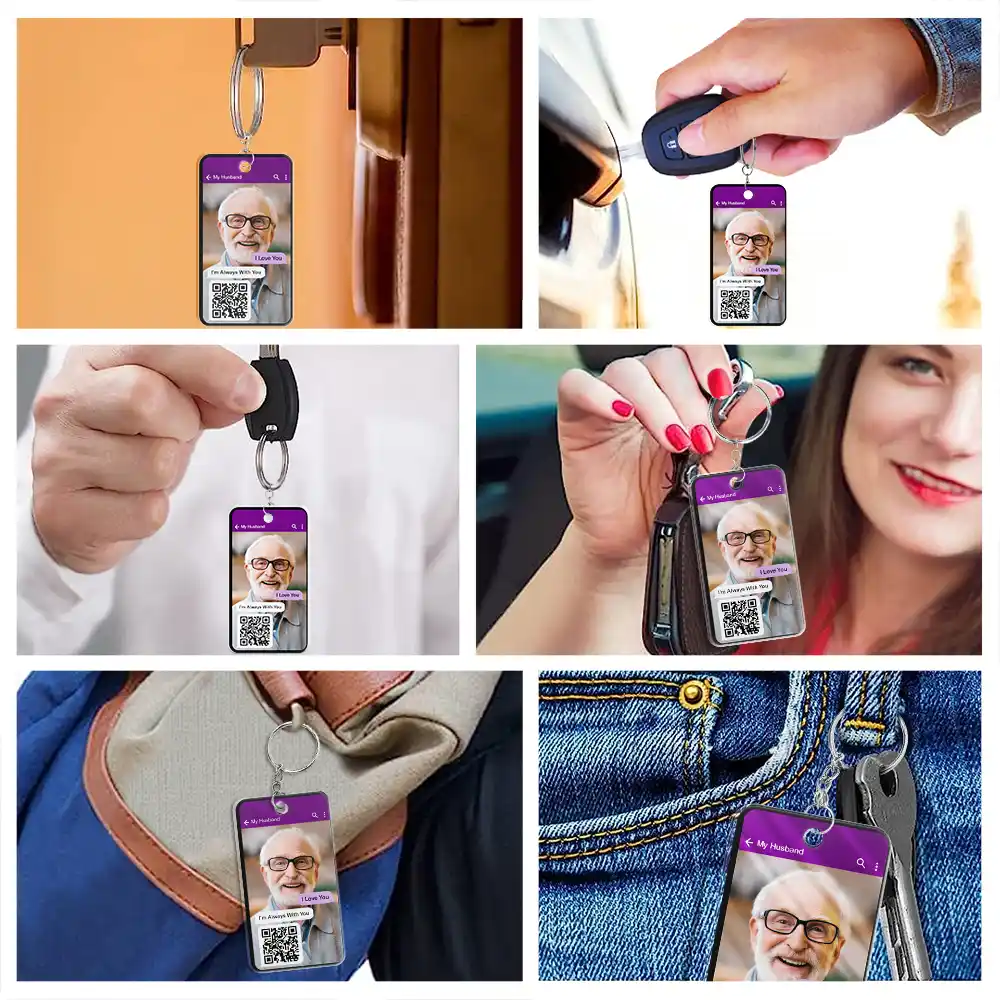 Custom Photo QR Code Memorial Message From Loved One - Personalized Acrylic Keychain - Image 8