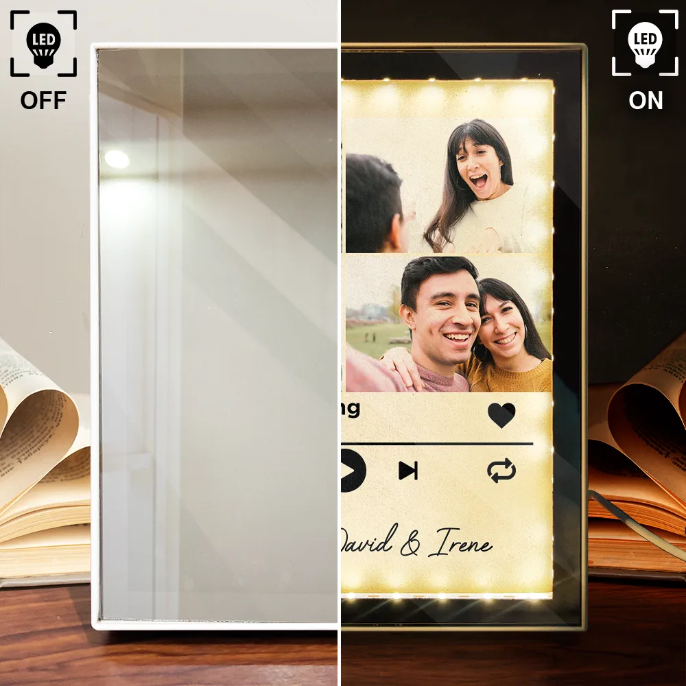 Custom Photo QR Code Music Lovers Couple Favorite Song - Personalized LED Mirror Frame Lamp - Image 5