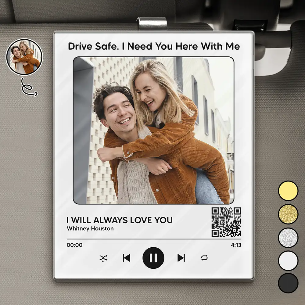 Custom Photo QR Code Song - Personalized Custom Shaped Acrylic Car Visor Clip