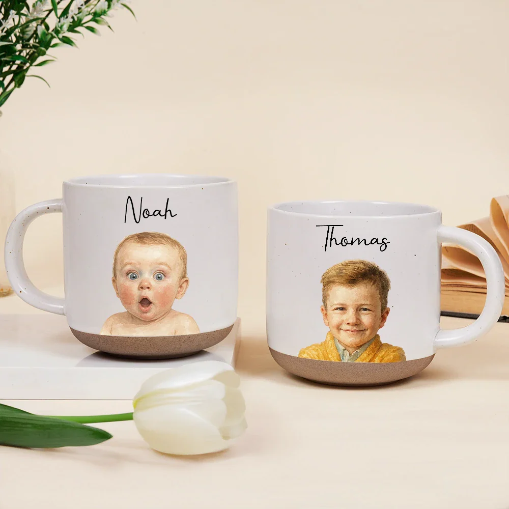 Custom Photo Realistic Watercolor Art Dog Cat Couple Bestie Family - Personalized Pottery Mug - Image 3