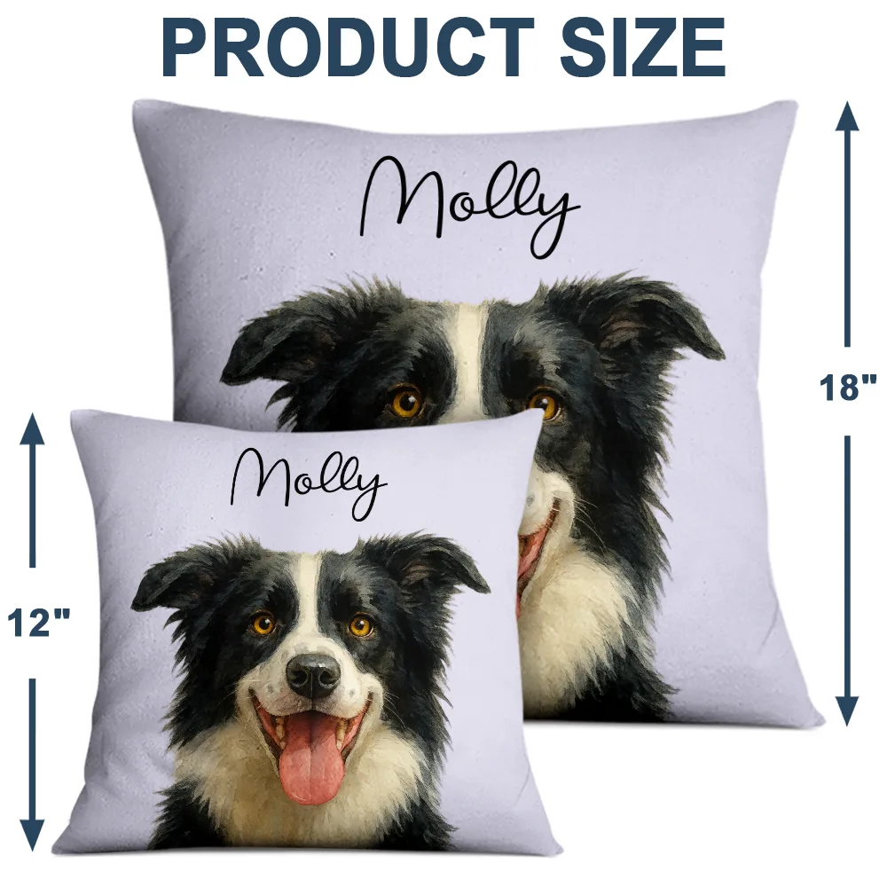 Custom Photo Realistic Watercolor Art Dog Cat Pet - Personalized Pillow - Image 5