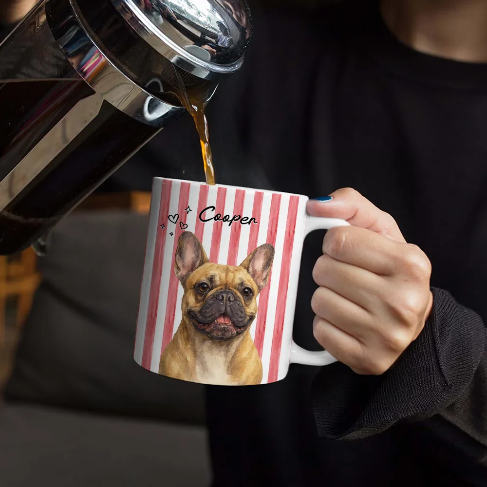 Custom Photo Realistic Watercolor Art Dog Cat Stripe Colors - Personalized White Edge-to-Edge Mug - Image 5