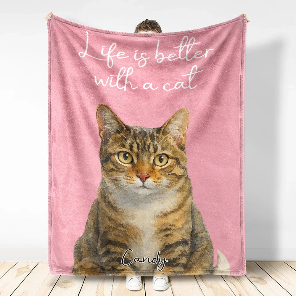 Custom Photo Realistic Watercolor Life Is Better With Dog - Personalized Fleece Blanket, Sherpa Blanket - Image 4