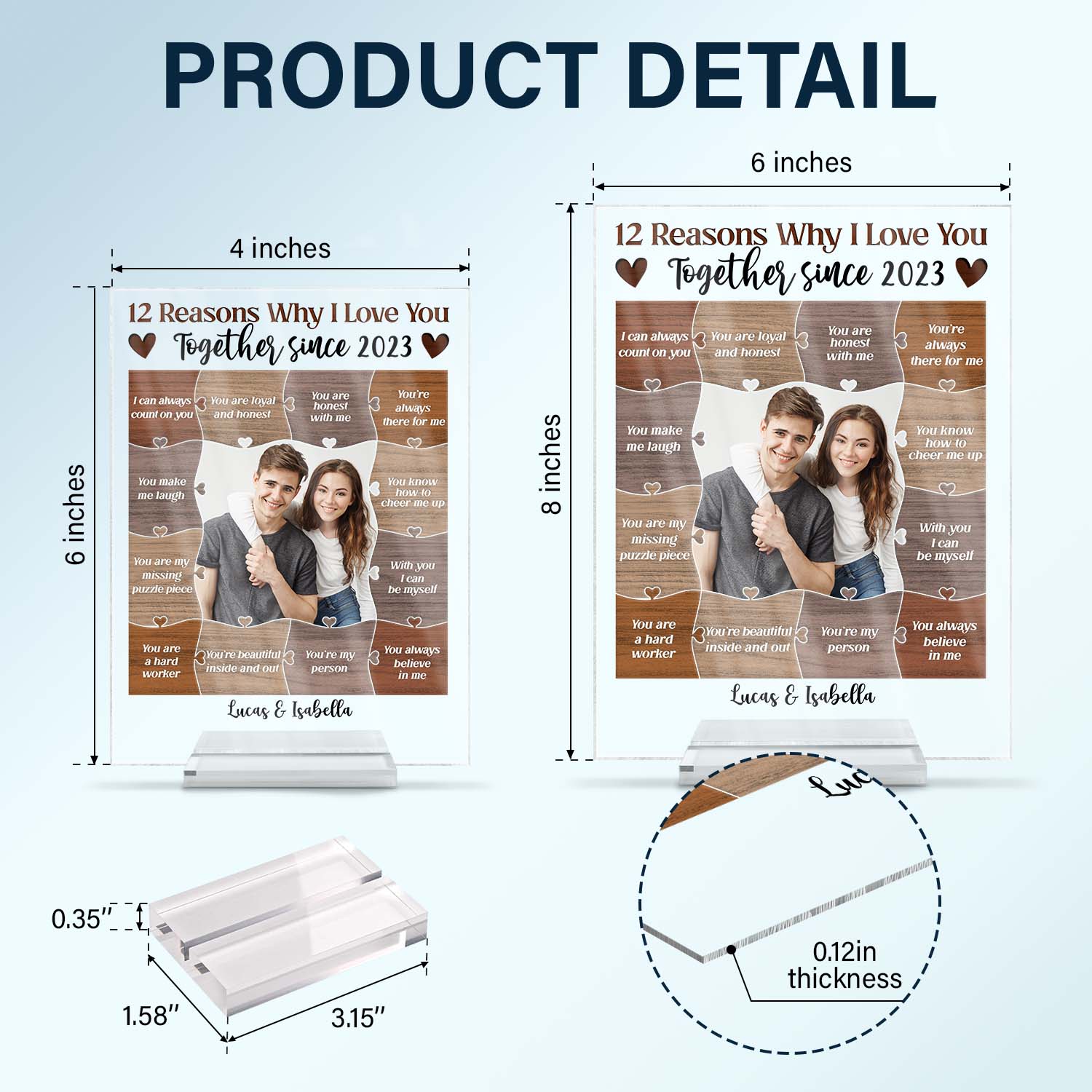 Custom Photo Reasons Why I Love You - Birthday, Anniversary Gift For Husband, Wife, Boyfriend, Girlfriend, Couple - Personalized Custom Vertical Rectangle Acrylic Plaque - Image 5