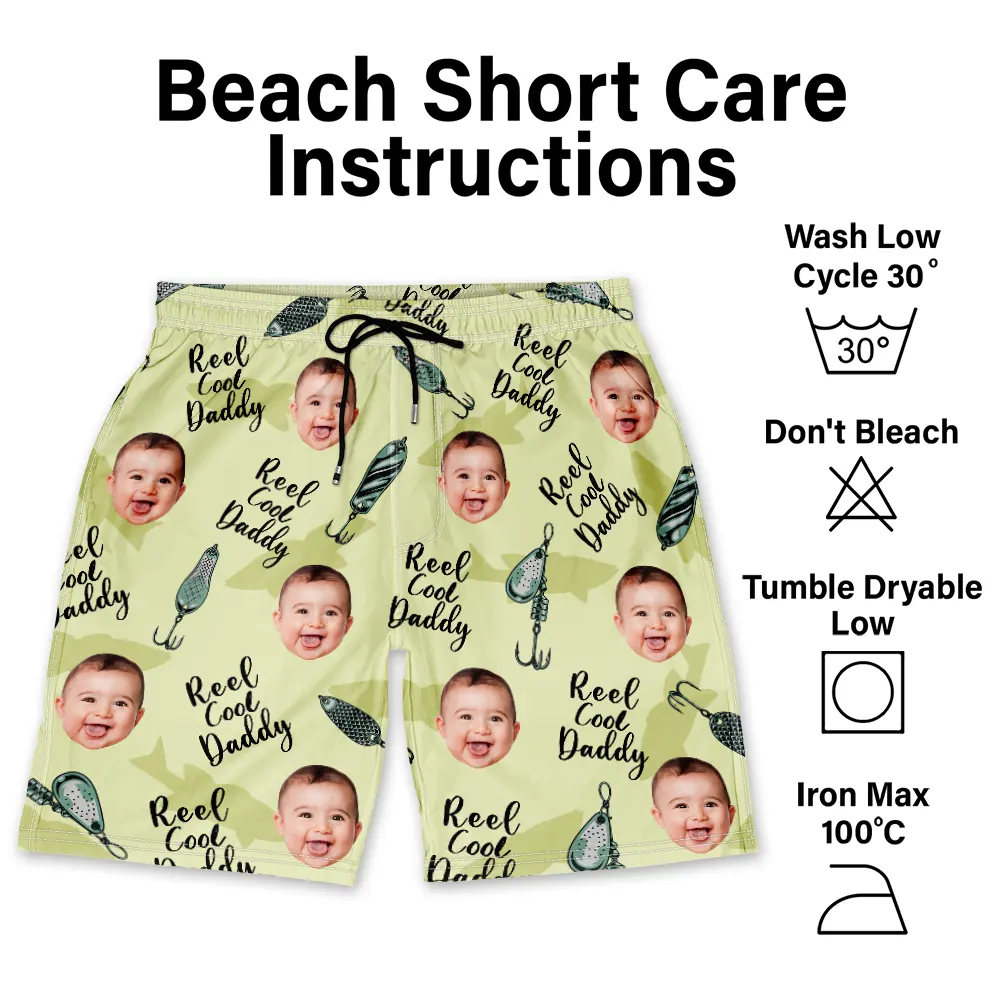 Custom Photo Reel Cool Dad - Personalized Unisex Beach Shorts - Image 7