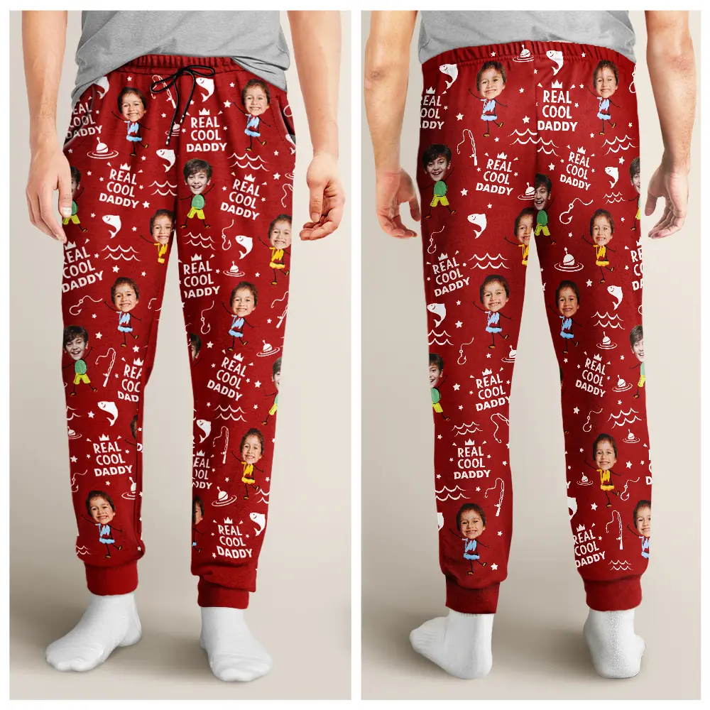 Custom Photo Reel Cool Papa Dad Funny Kids - Personalized Sweatpants - Image 4