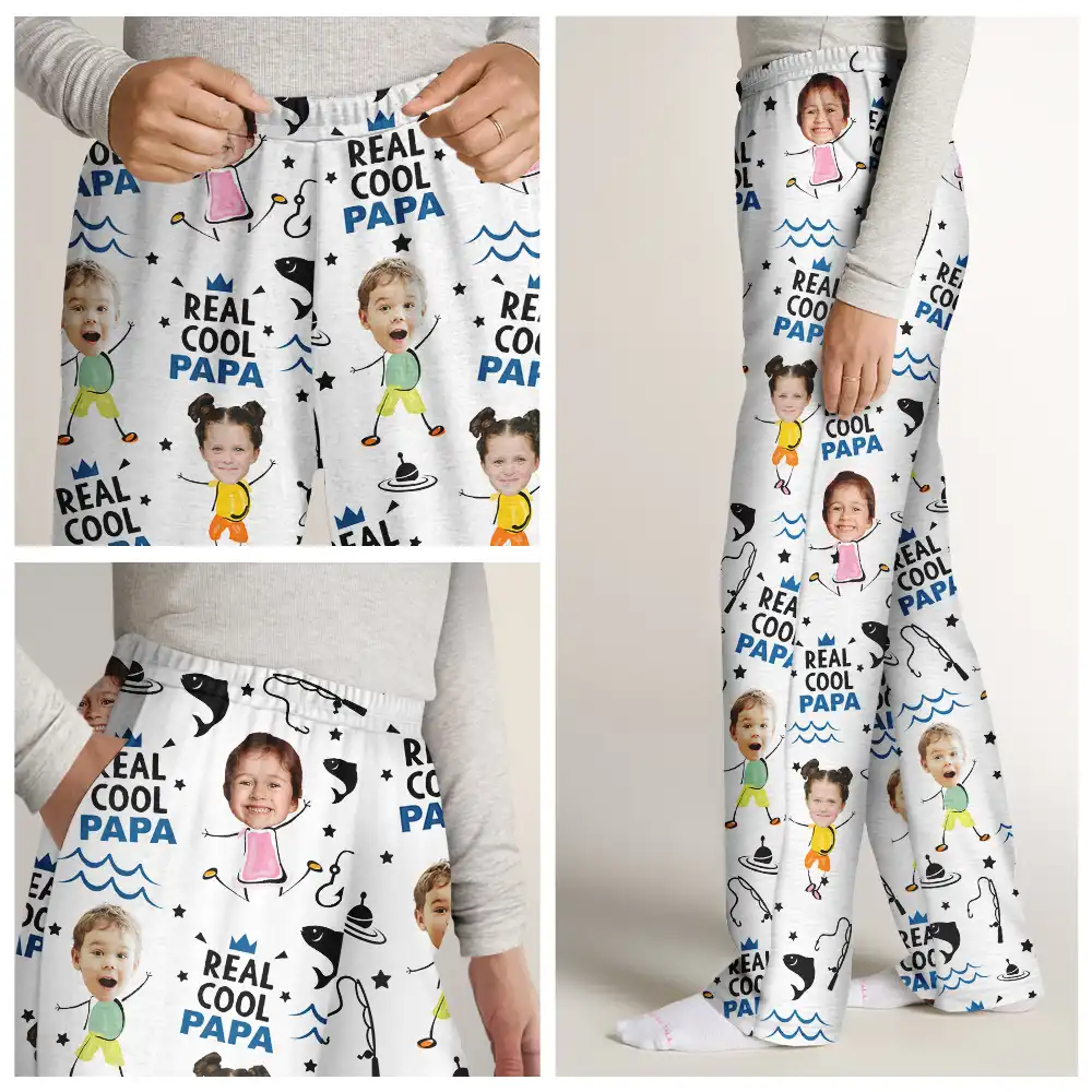 Custom Photo Reel Cool Papa Dad Funny Kids - Personalized Sweatpants - Image 8