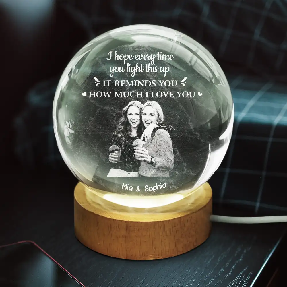 Custom Photo Remind How Much I Love You - Personalized Crystal Globe Lamp - Image 4