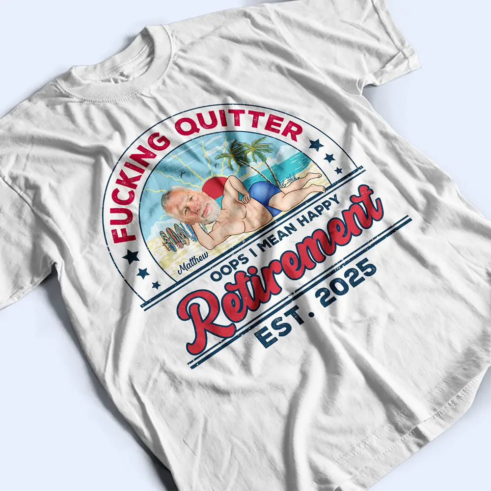 Custom Photo Retro Beach Who Cares I'm Retired - Personalized T Shirt - Image 4
