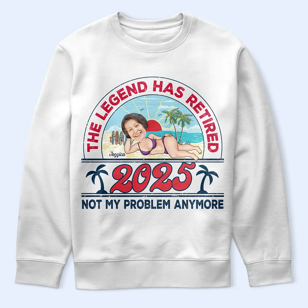 Custom Photo Retro Beach Who Cares I'm Retired - Personalized T Shirt - Image 6