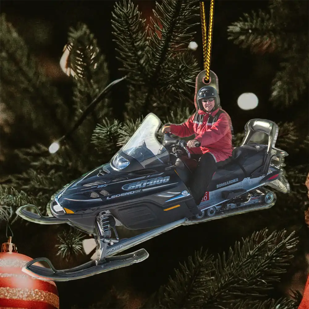 Custom Photo Riding Snowmobile - Personalized Acrylic Photo Ornament - Image 4