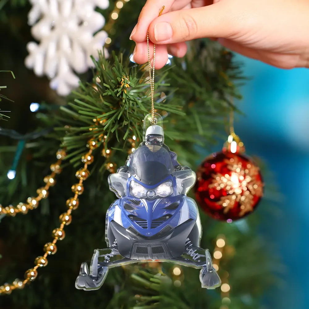 Custom Photo Riding Snowmobile - Personalized Acrylic Photo Ornament - Image 5