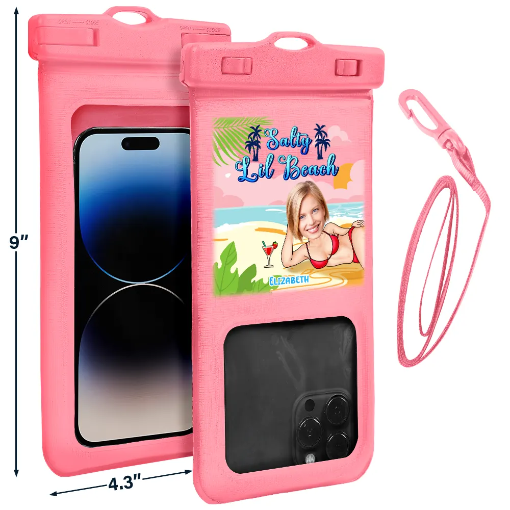 Custom Photo Salty Lil Beach - Personalized Waterproof Phone Pouch - Image 4
