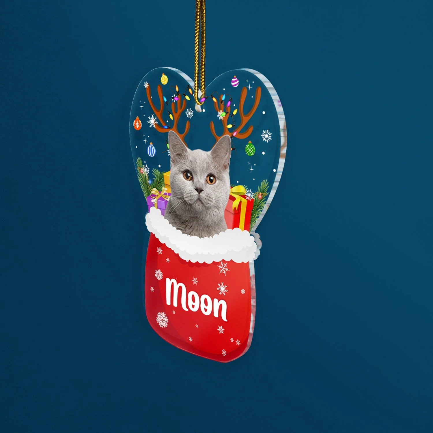 Custom Photo Santa Bag - Gift For Pet Lovers - Personalized Custom Shaped Acrylic Ornament - Image 3