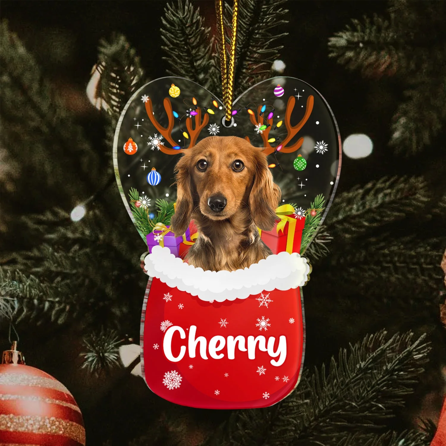 Custom Photo Santa Bag - Gift For Pet Lovers - Personalized Custom Shaped Acrylic Ornament - Image 4